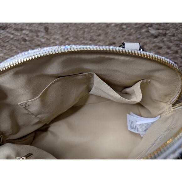 Aldo Cream & Gold Glitter Sparkly Handbag Purse With Lock And Key - Picture 5 of 12